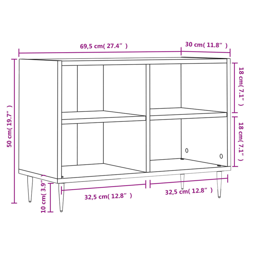 vidaXL TV Cabinet Grey Sonoma 69.5x30x50 cm Engineered Wood