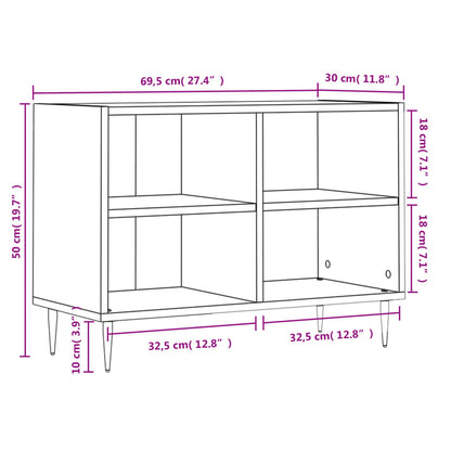vidaXL TV Cabinet Grey Sonoma 69.5x30x50 cm Engineered Wood