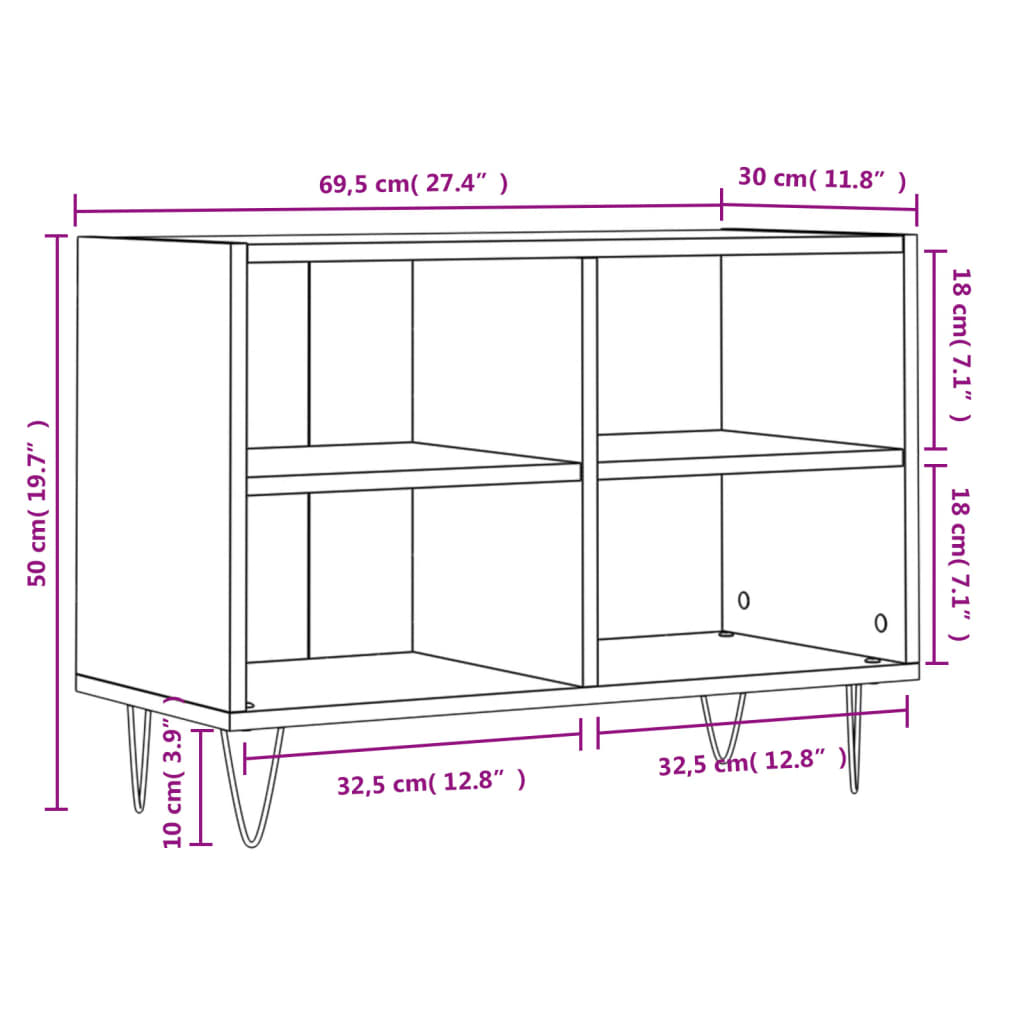 vidaXL TV Cabinet Sonoma Oak 69.5x30x50 cm Engineered Wood
