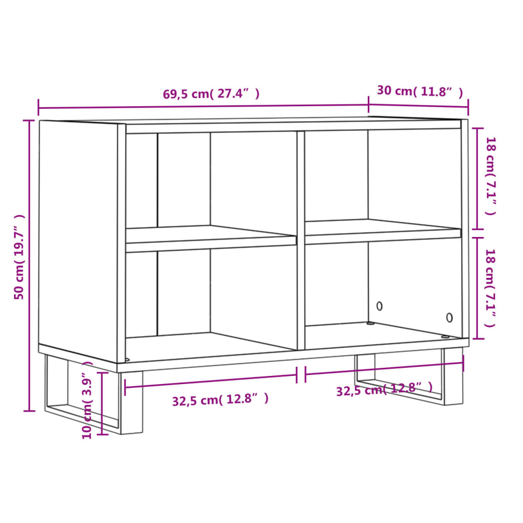 vidaXL TV Cabinet Grey Sonoma 69.5x30x50 cm Engineered Wood