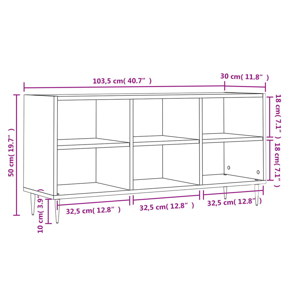 vidaXL TV Cabinet Sonoma Oak 103.5x30x50 cm Engineered Wood
