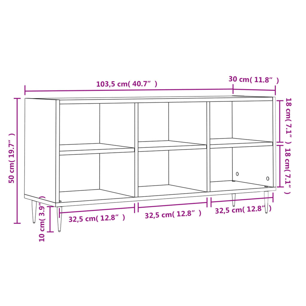 vidaXL TV Cabinet Grey Sonoma 103.5x30x50 cm Engineered Wood