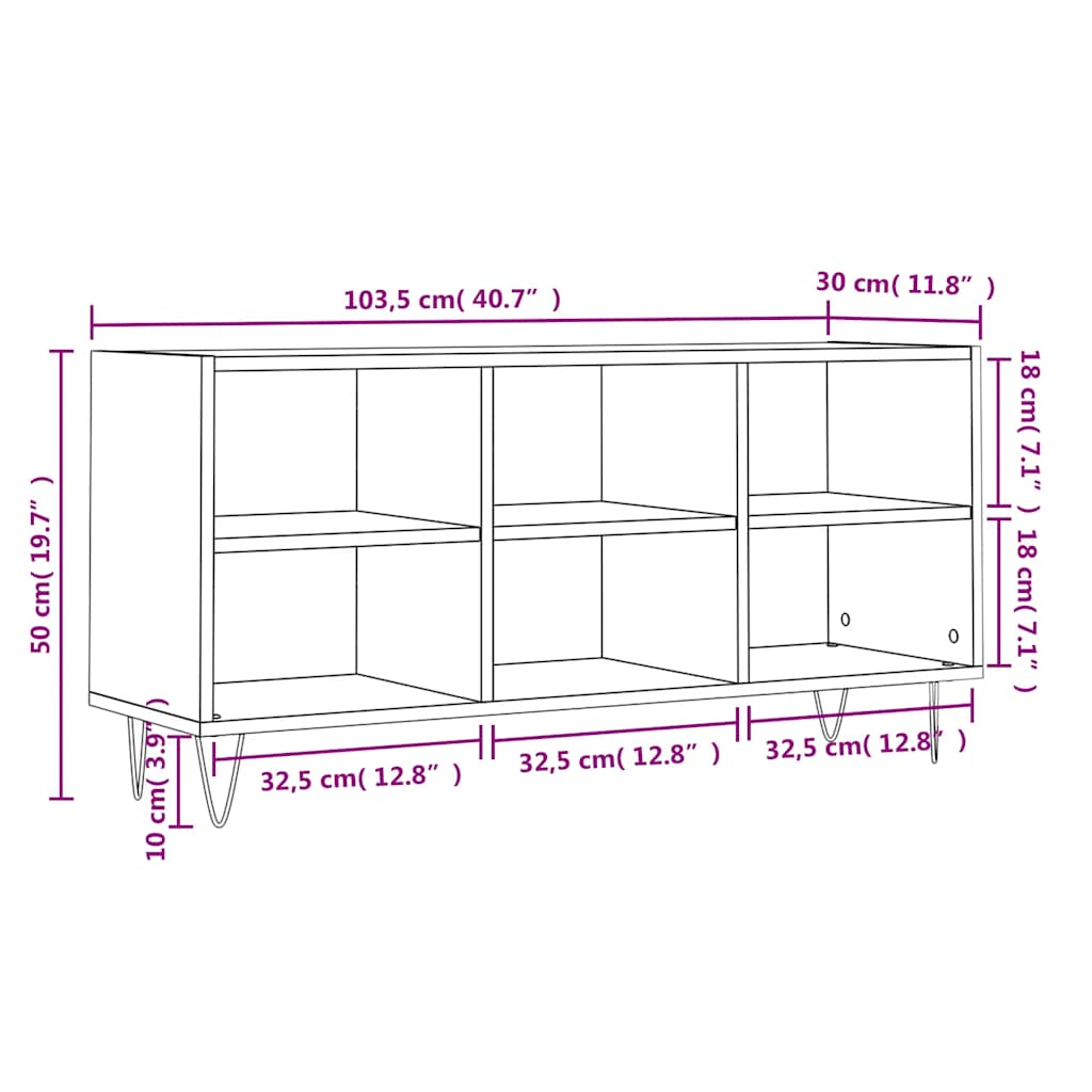vidaXL TV Cabinet White 103.5x30x50 cm Engineered Wood