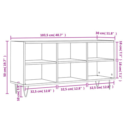vidaXL TV Cabinet Smoked Oak 103.5x30x50 cm Engineered Wood