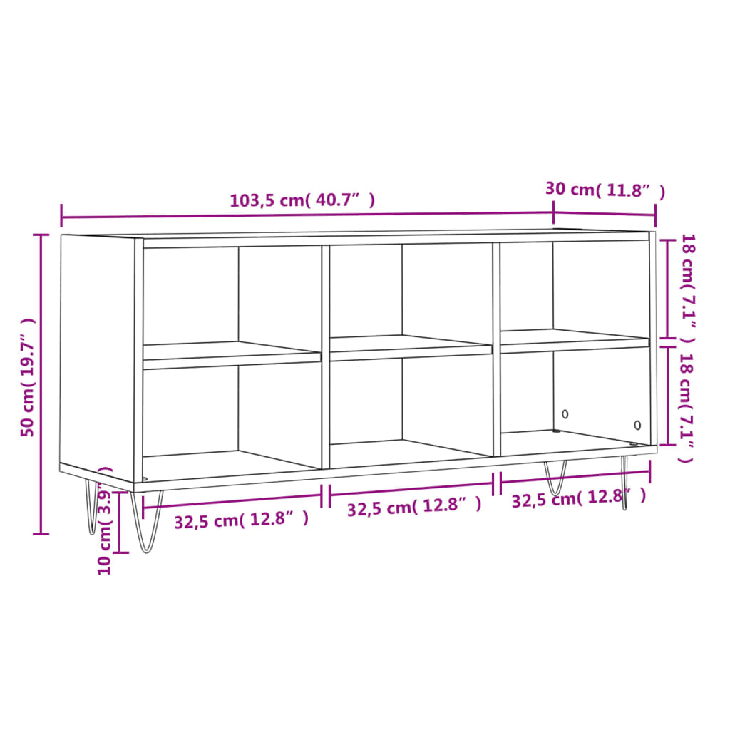 vidaXL TV Cabinet Grey Sonoma 103.5x30x50 cm Engineered Wood