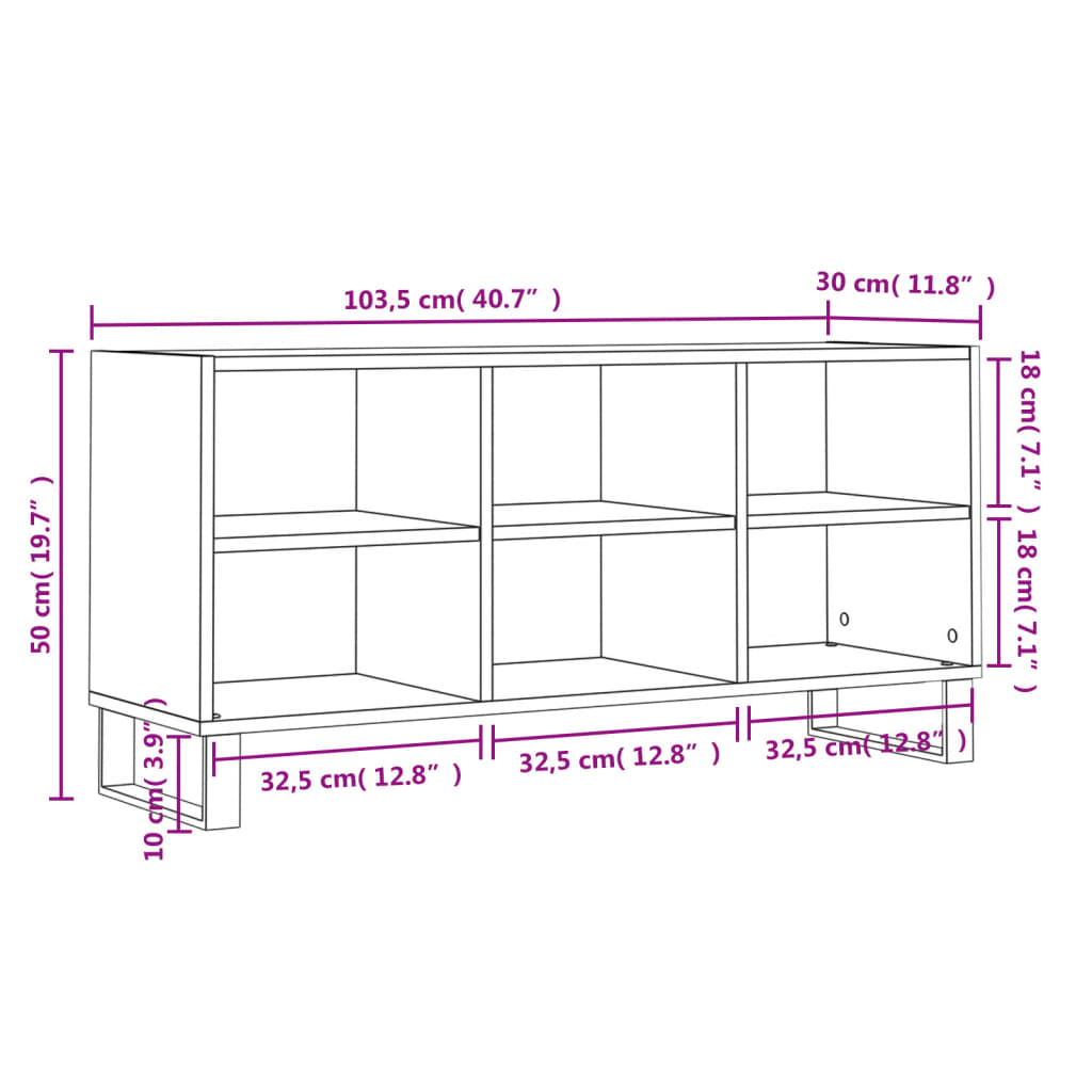vidaXL TV Cabinet White 103.5x30x50 cm Engineered Wood