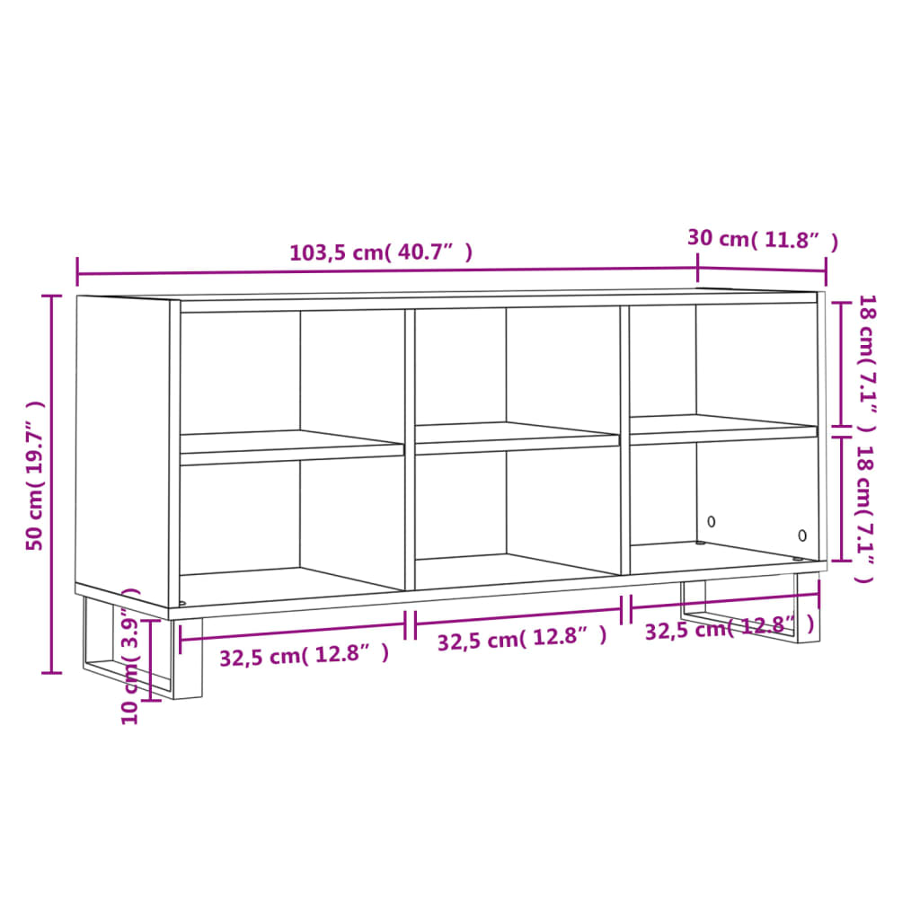 vidaXL TV Cabinet Sonoma Oak 103.5x30x50 cm Engineered Wood