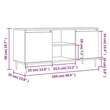 vidaXL TV Cabinet Smoked Oak 104x35x50 cm Engineered Wood