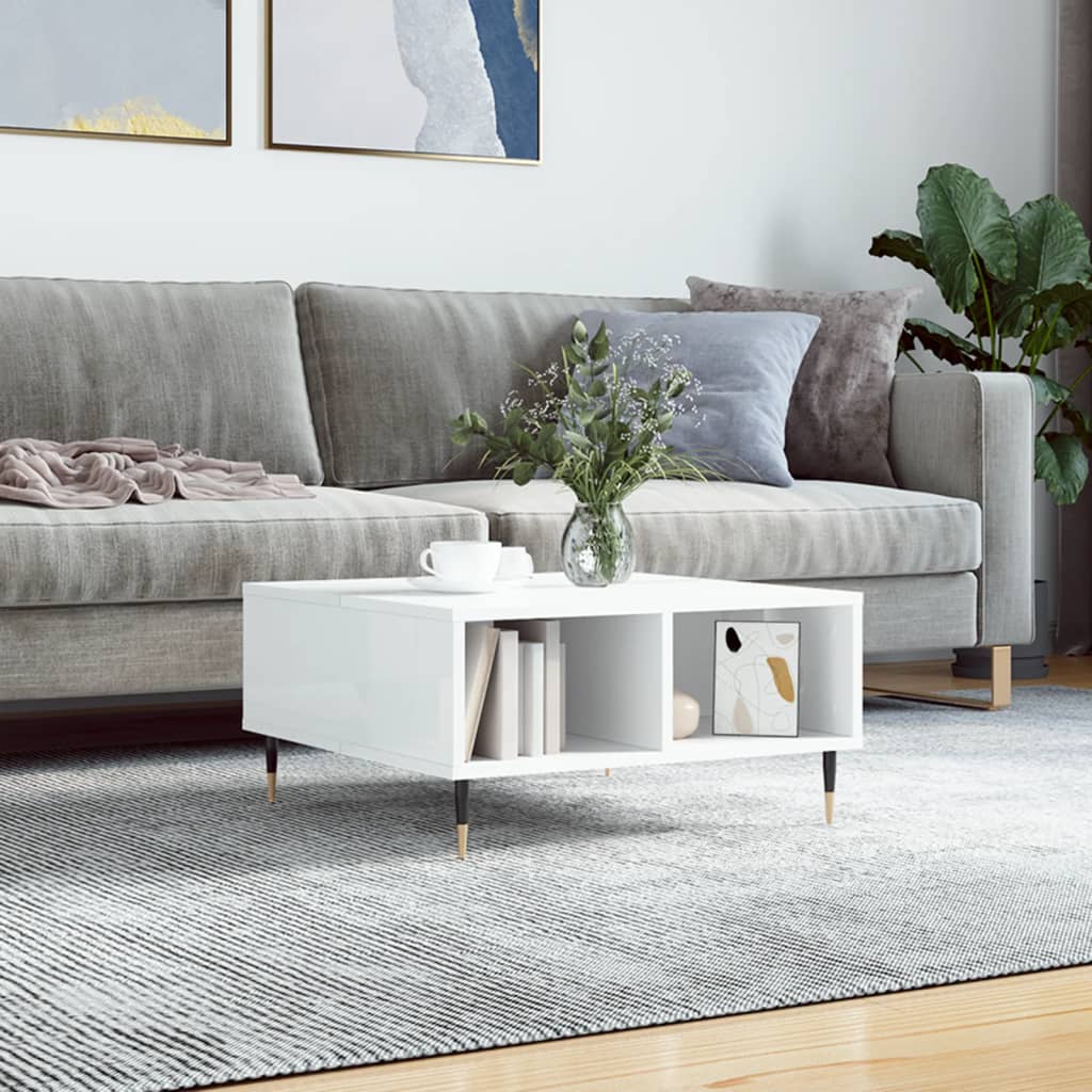 vidaXL Coffee Table High Gloss White 60x60x30 cm Engineered Wood