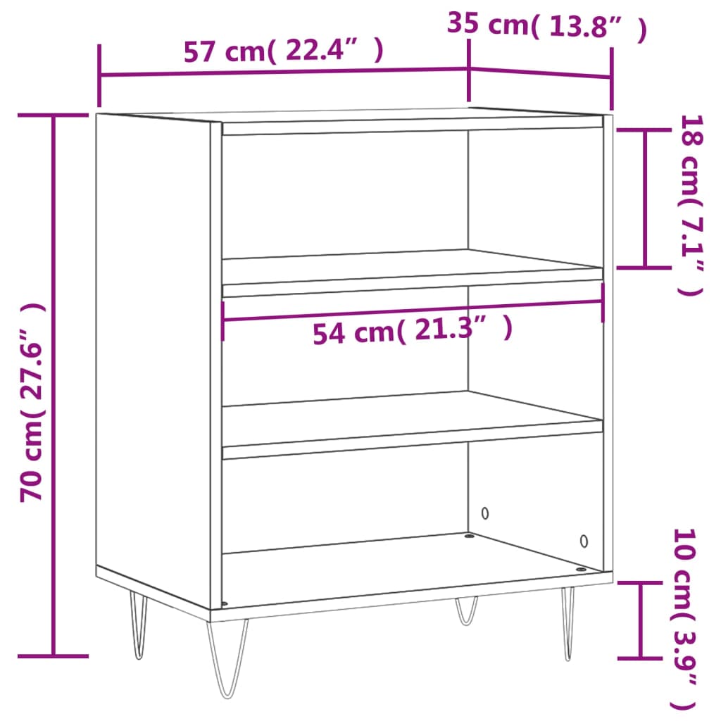 vidaXL Sideboard Concrete Grey 57x35x70 cm Engineered Wood