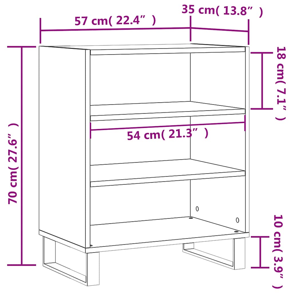 vidaXL Sideboard Black 57x35x70 cm Engineered Wood