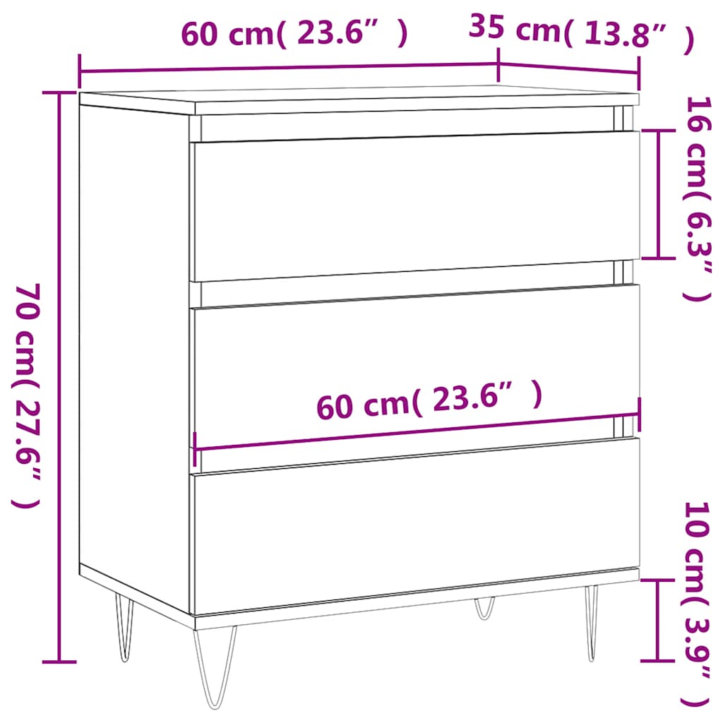 vidaXL Sideboard Black 60x35x70 cm Engineered Wood