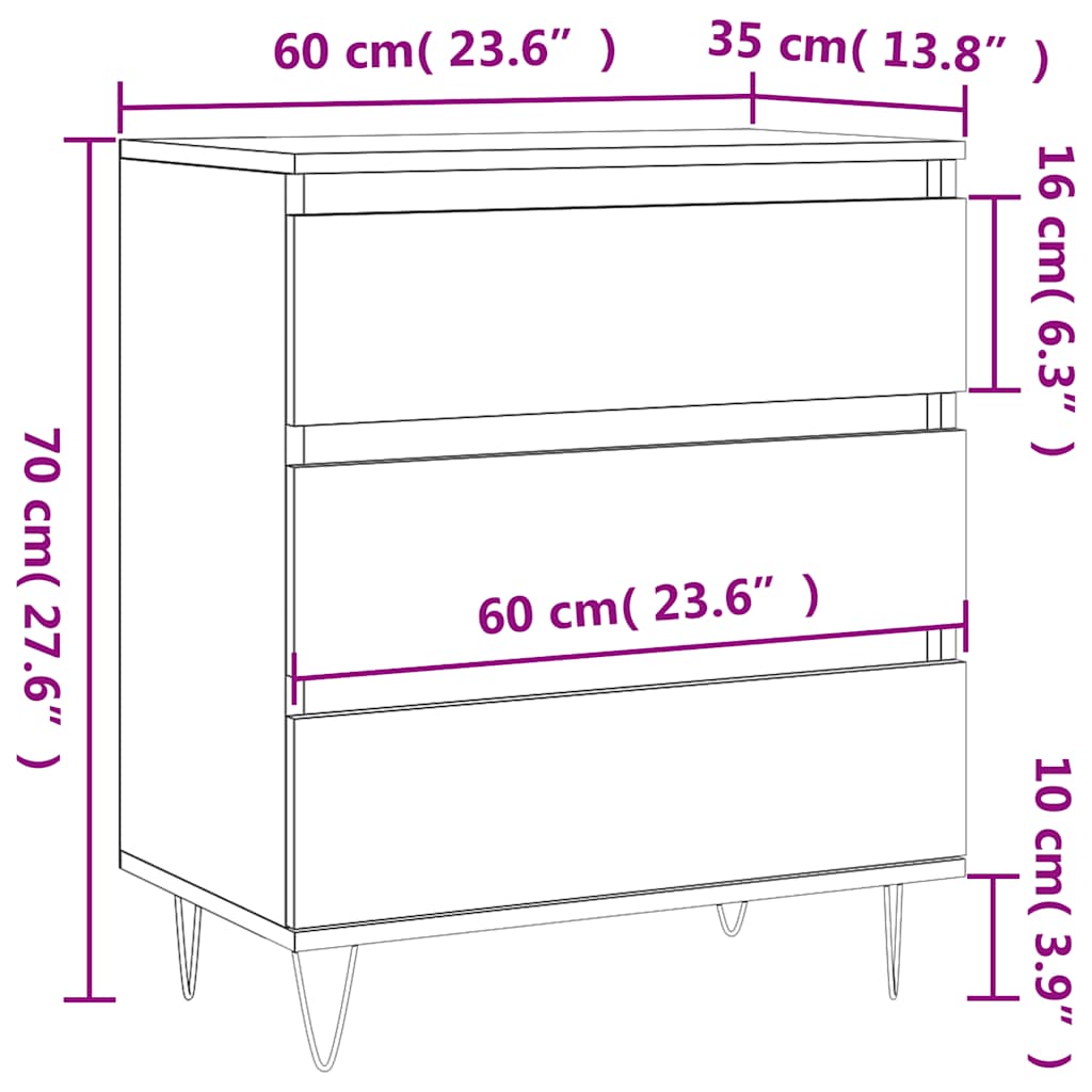 vidaXL Sideboard Sonoma Oak 60x35x70 cm Engineered Wood
