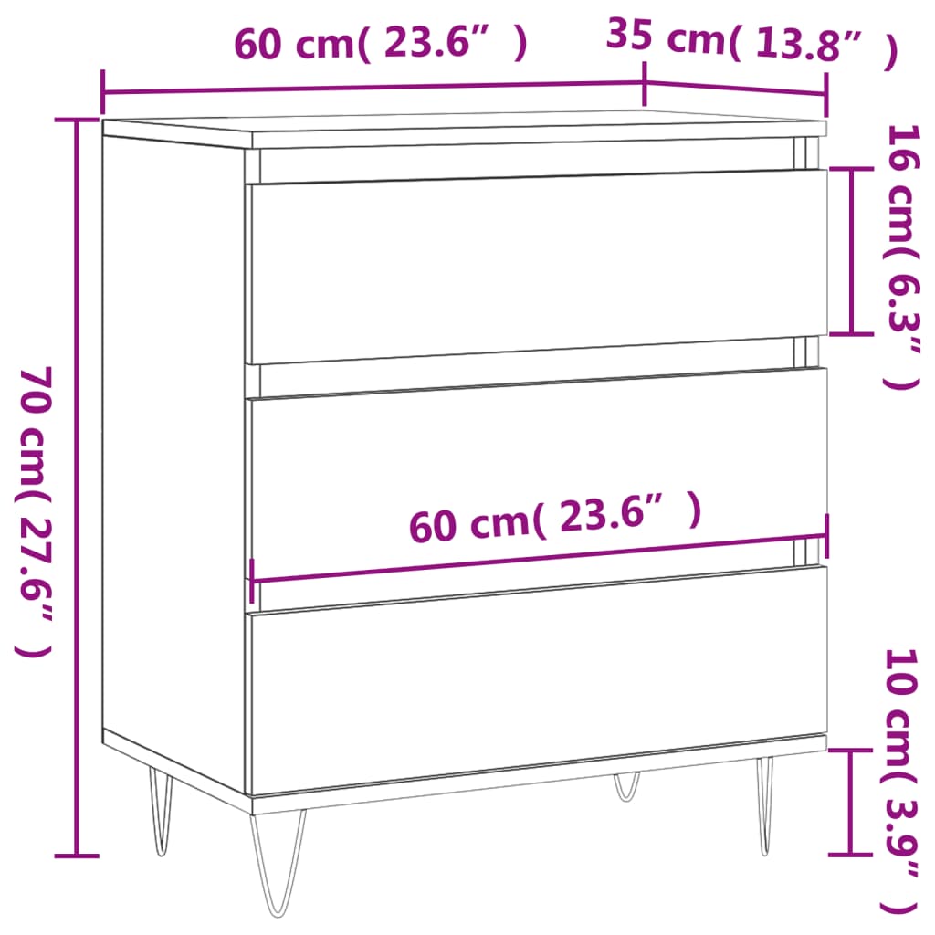 vidaXL Sideboard Concrete Grey 60x35x70 cm Engineered Wood
