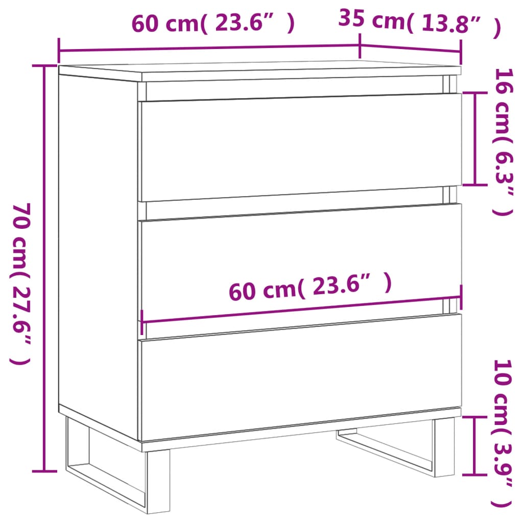 vidaXL Sideboard White 60x35x70 cm Engineered Wood