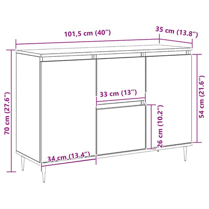 vidaXL Sideboard White 101.5x35x70 cm Engineered Wood