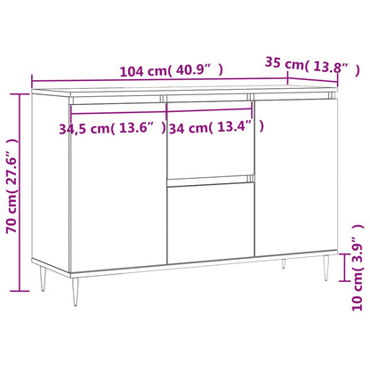 vidaXL Sideboard Concrete Grey 101.5x35x70 cm Engineered Wood