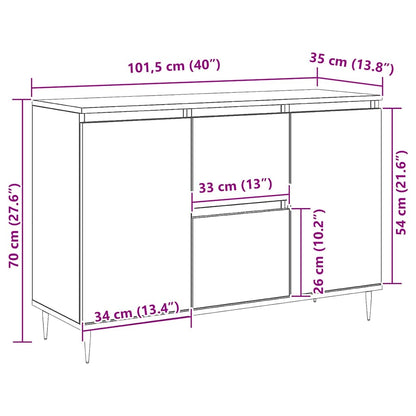 vidaXL Sideboard Smoked Oak 101.5x35x70 cm Engineered Wood