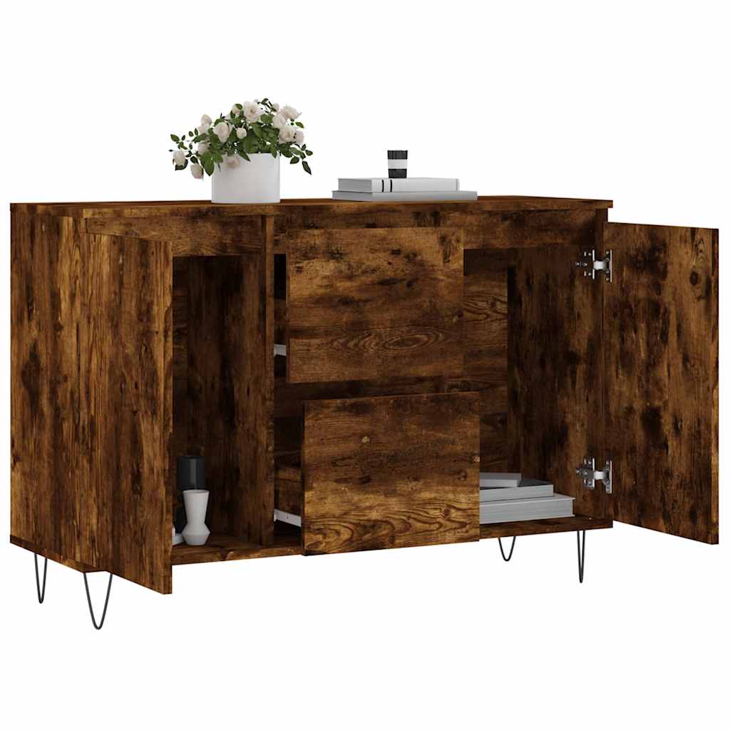 vidaXL Sideboard Smoked Oak 101,5x35x70 cm Engineered Wood