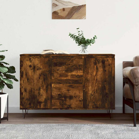 vidaXL Sideboard Smoked Oak 101,5x35x70 cm Engineered Wood