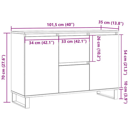 vidaXL Sideboard White 101.5x35x70 cm Engineered Wood