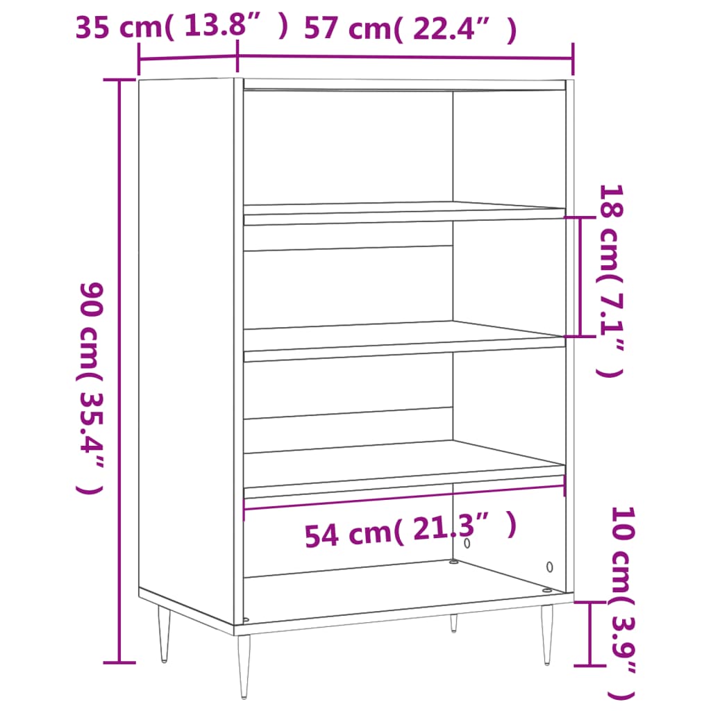 vidaXL Highboard Sonoma Oak 57x35x90 cm Engineered Wood