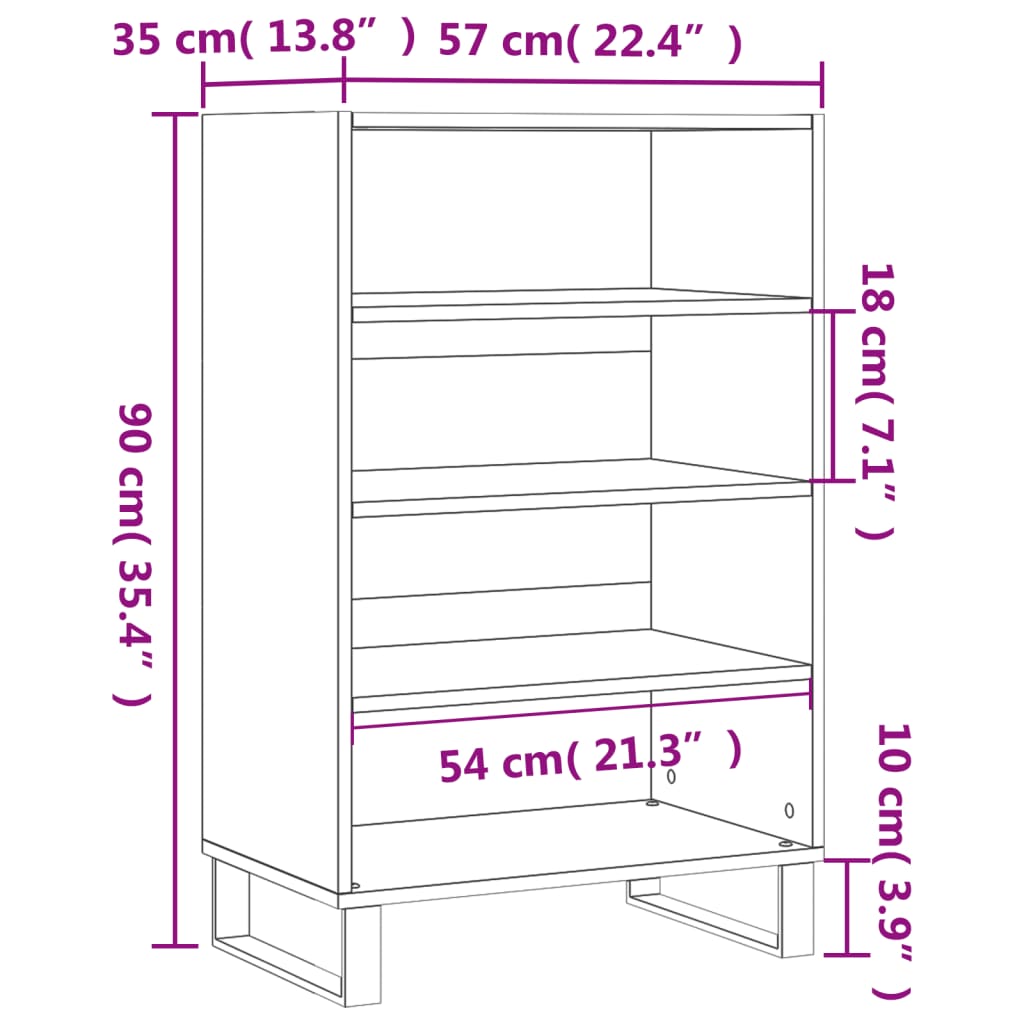vidaXL Highboard Smoked Oak 57x35x90 cm Engineered Wood