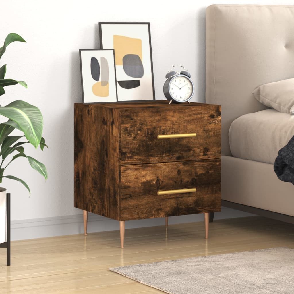 vidaXL Bedside Cabinet Smoked Oak 40x35x47,5 cm Engineered Wood