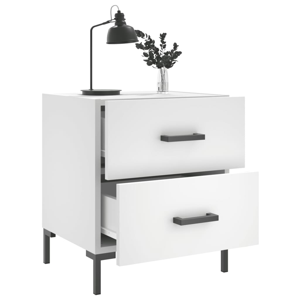 vidaXL Bedside Cabinet White 40x35x47.5 cm Engineered Wood