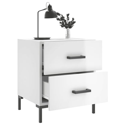 vidaXL Bedside Cabinets 2 pcs High Gloss White 40x35x47.5 cm Engineered Wood