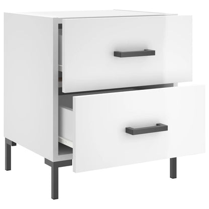 vidaXL Bedside Cabinets 2 pcs High Gloss White 40x35x47.5 cm Engineered Wood