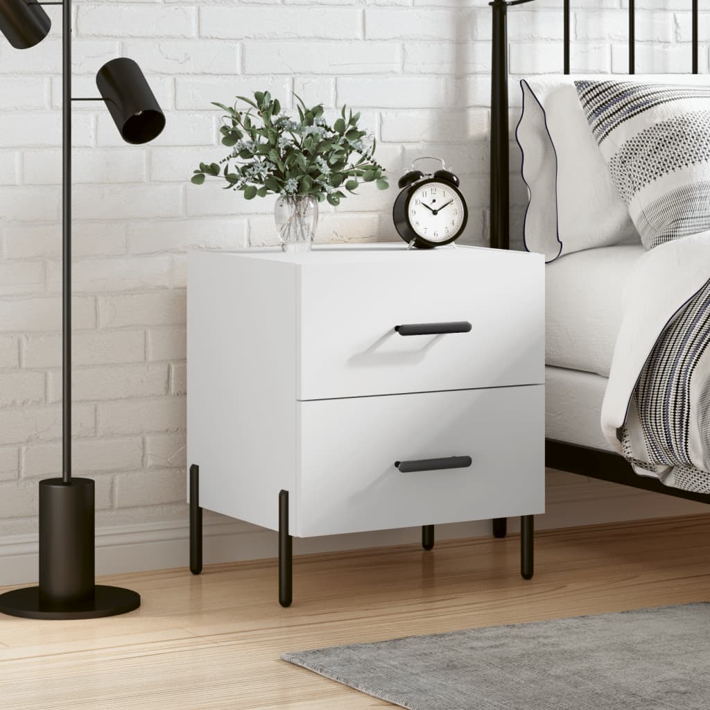 vidaXL Bedside Cabinet White 40x35x47,5 cm Engineered Wood