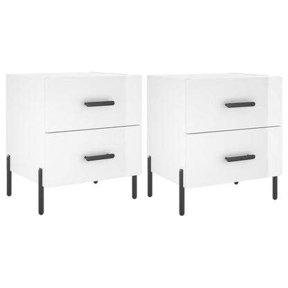 vidaXL Bedside Cabinets 2 pcs High Gloss White 40x35x47.5 cm Engineered Wood