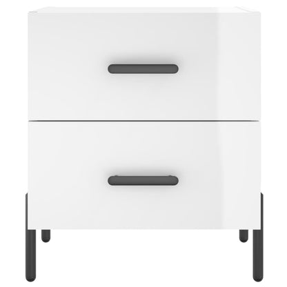 vidaXL Bedside Cabinets 2 pcs High Gloss White 40x35x47.5 cm Engineered Wood