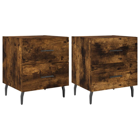 vidaXL Bedside Cabinets 2 pcs Smoked Oak 40x35x47.5 cm Engineered Wood