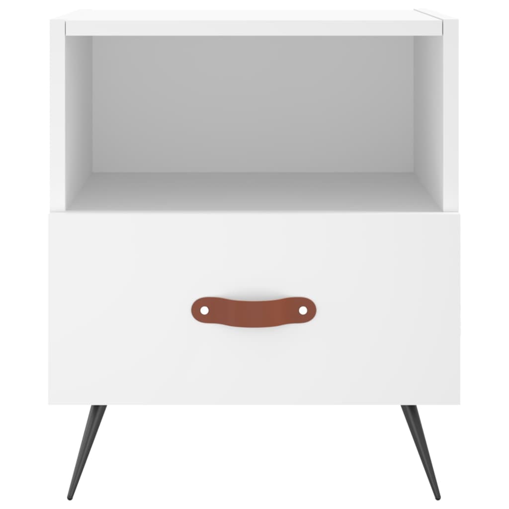 vidaXL Bedside Cabinet | White | Engineered wood, iron, PU faux leather | Medium