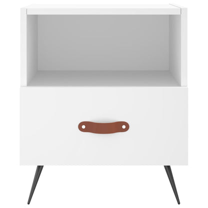 vidaXL Bedside Cabinet | White | Engineered wood, iron, PU faux leather | Medium