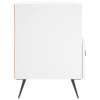vidaXL Bedside Cabinet | White | Engineered wood, iron, PU faux leather | Medium