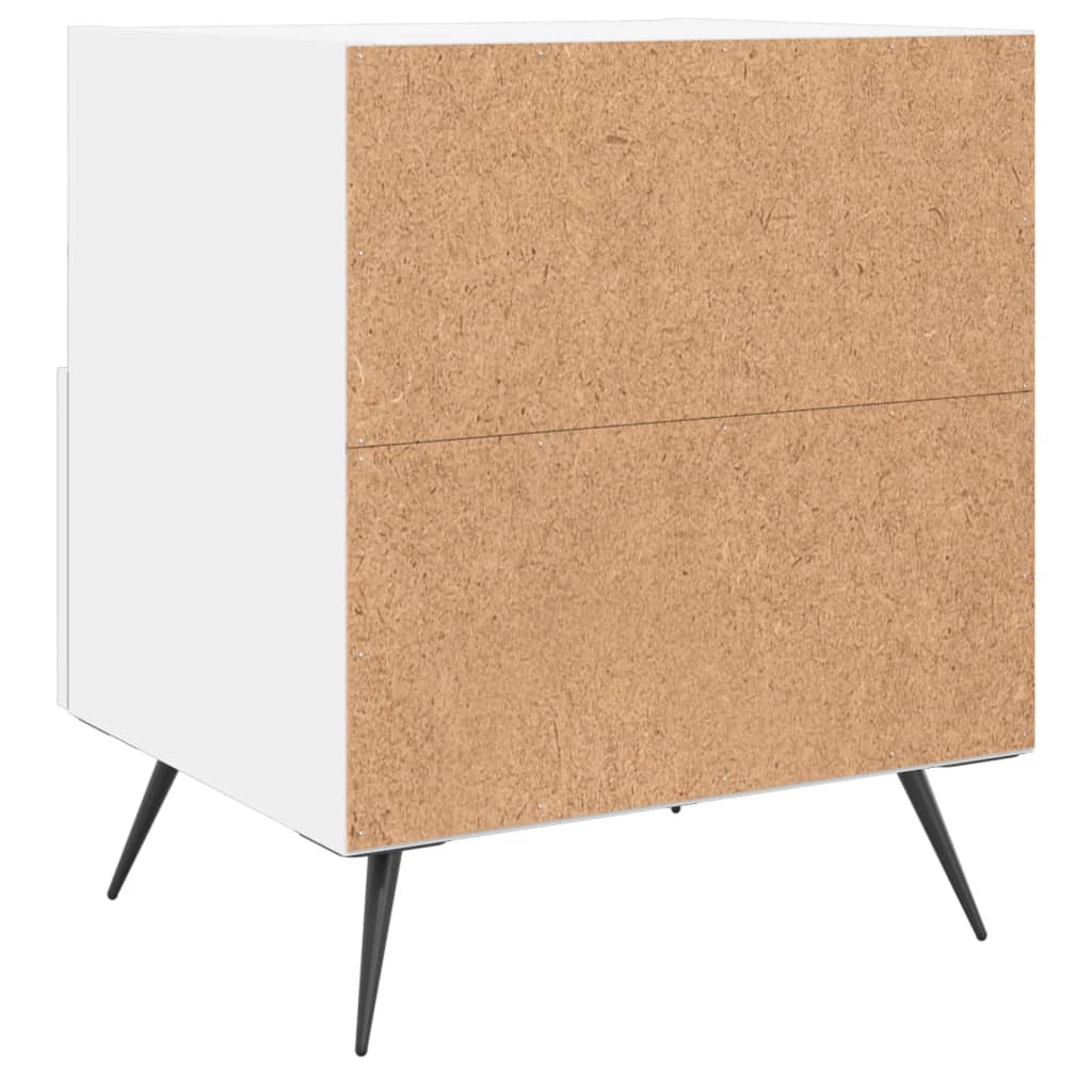 vidaXL Bedside Cabinet | White | Engineered wood, iron, PU faux leather | Medium