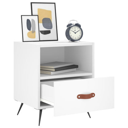 vidaXL Bedside Cabinet | White | Engineered wood, iron, PU faux leather | Medium