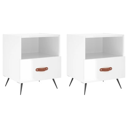 vidaXL Bedside Cabinets 2 pcs High Gloss White 40x35x47.5 cm Engineered Wood