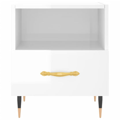 vidaXL Bedside Cabinet High Gloss White 40x35x47.5 cm Engineered Wood
