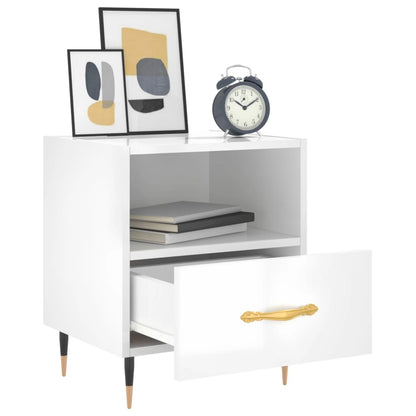 vidaXL Bedside Cabinet High Gloss White 40x35x47.5 cm Engineered Wood