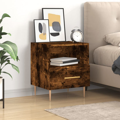 vidaXL Bedside Cabinet Smoked Oak 40x35x47,5 cm Engineered Wood