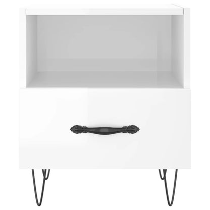 vidaXL Bedside Cabinets 2 pcs High Gloss White 40x35x47.5 cm Engineered Wood