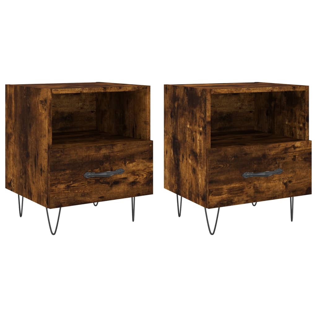 vidaXL Bedside Cabinets 2 pcs Smoked Oak 40x35x47.5 cm Engineered Wood