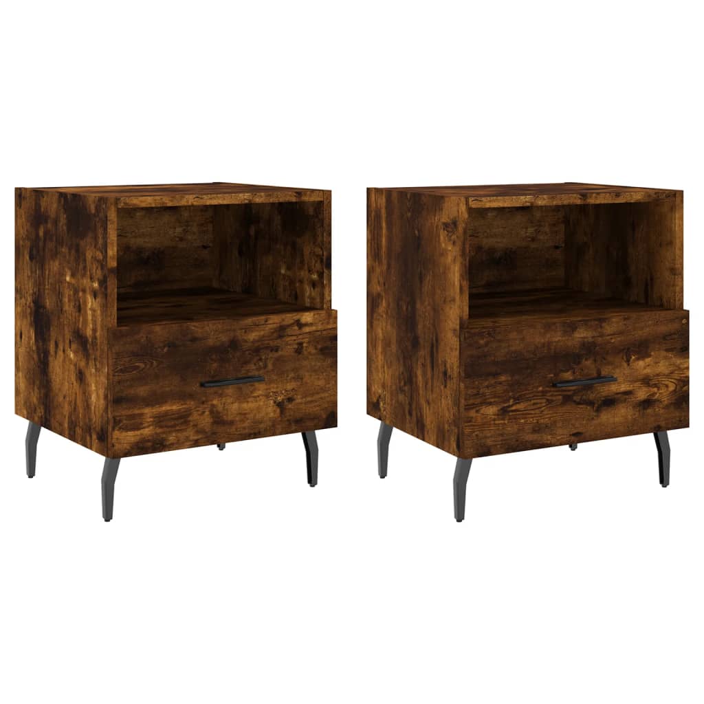vidaXL Bedside Cabinets 2 pcs Smoked Oak 40x35x47.5 cm Engineered Wood