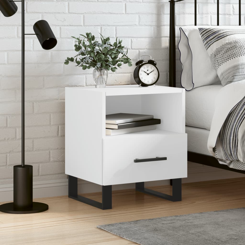 vidaXL Bedside Cabinet White 40x35x47,5 cm Engineered Wood