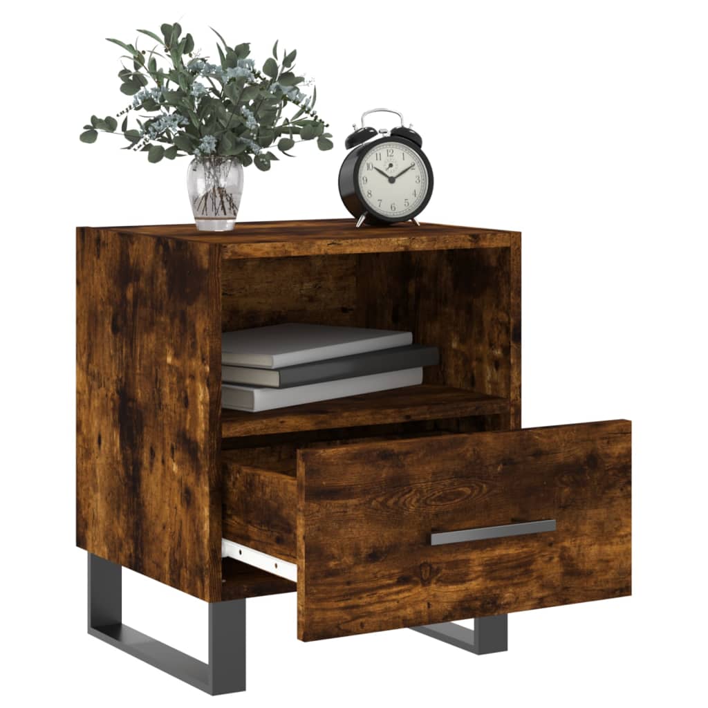 vidaXL Bedside Cabinet Smoked Oak 40x35x47,5 cm Engineered Wood