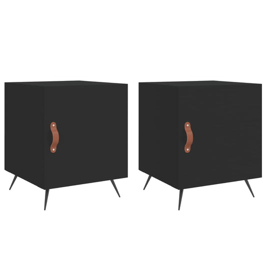 vidaXL Bedside Cabinets 2 pcs Black 40x40x50 cm Engineered Wood
